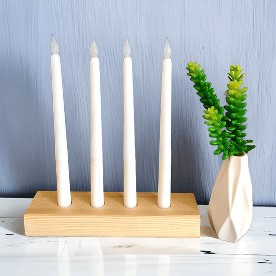 Natural Wood Decor Taper Candlestick Holder - Décor Maniacs