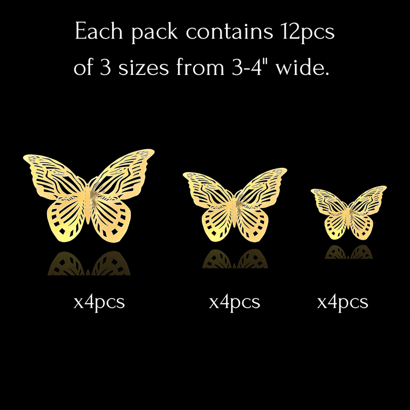 3D Butterfly Craft Wall Decor Stickers 12-Pack - Décor Maniacs