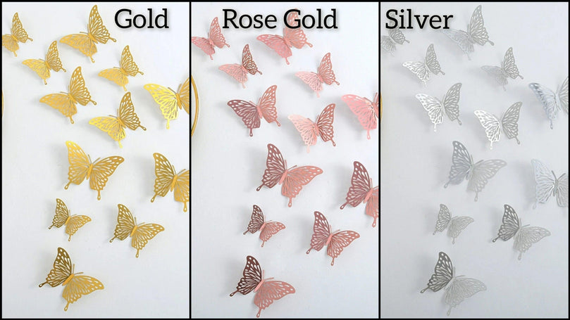 3D Gold Craft Butterflies Kids Room Wall Decor 12-Set - Décor Maniacs