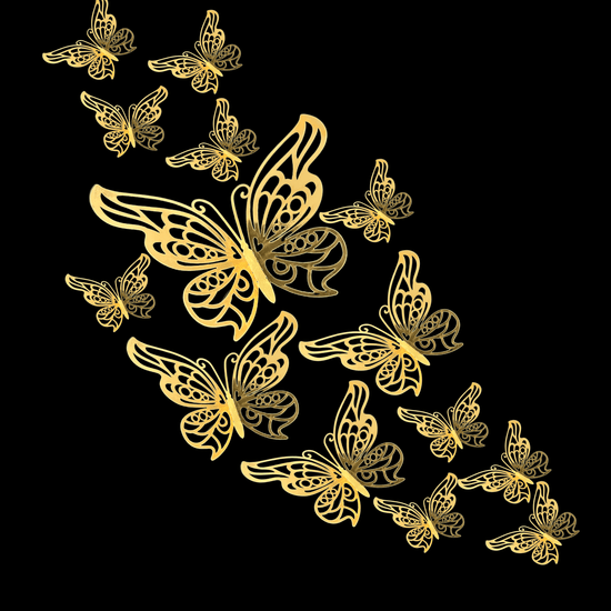 3D Gold Butterflies Wall Craft Decor 12-Pack - Décor Maniacs