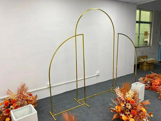 Shiny Gold Wedding Arch Backdrops 3-Piece - Décor Maniacs