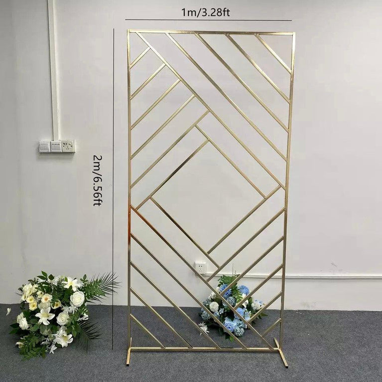 Shiny Gold Geometric Wedding Arch Backdrop - Décor Maniacs