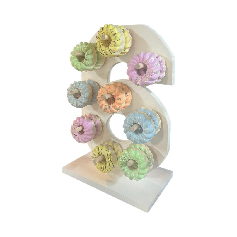 Donut Wall Personalized 6th Birthday Party Dessert Stand - Décor Maniacs