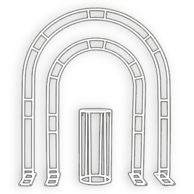 White Wedding Arch Backdrops & Pedestal Set - Décor Maniacs