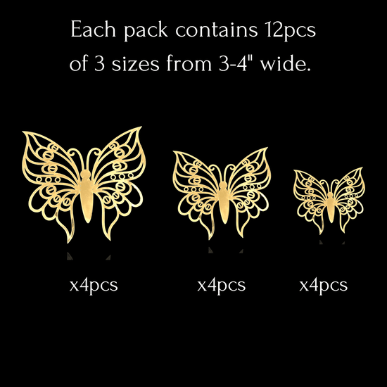 3D Gold Butterflies Kids Wall Decor 12pcs - Décor Maniacs