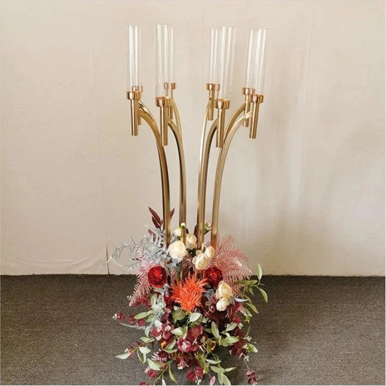 8-Arm Petal Wedding Candelabra Centerpieces: 2-Pack - Décor Maniacs