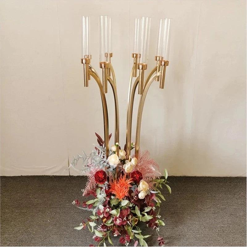 8-Arm Petal Wedding Candelabra Centerpieces: 2-Pack - Décor Maniacs