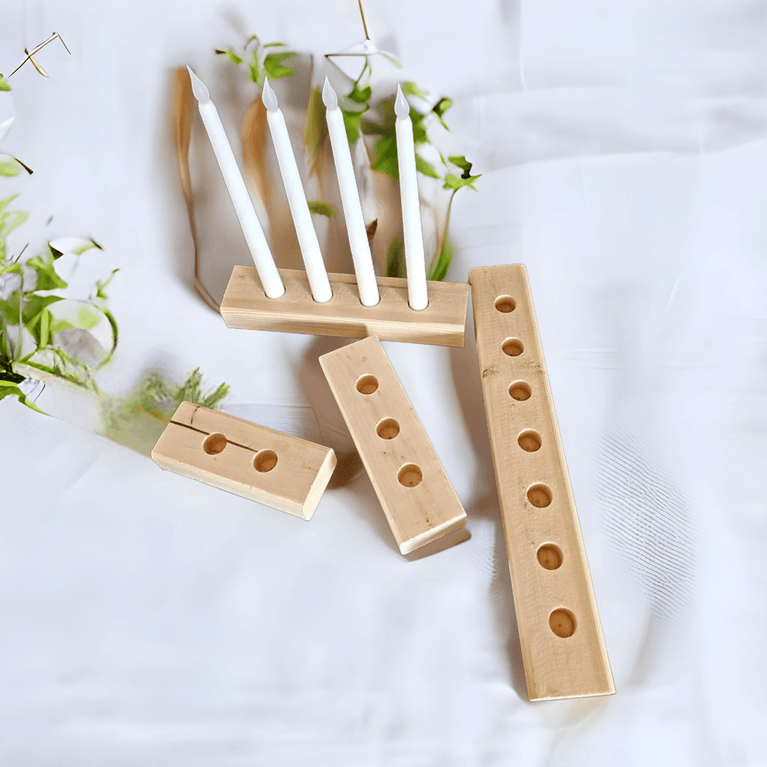 Natural Wood Decor Taper Candlestick Holder - Décor Maniacs