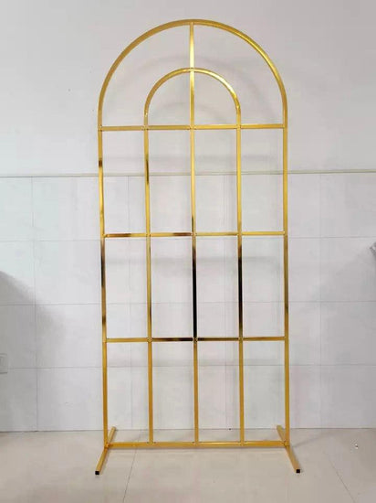 Shiny Gold Window Wedding Arch Backdrop Stand - Décor Maniacs