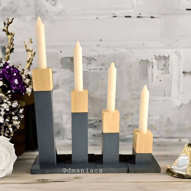 Wood Taper Candlestick 4-Piece Candle Holders - Décor Maniacs