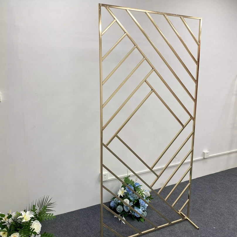 Shiny Gold Geometric Wedding Arch Backdrop - Décor Maniacs