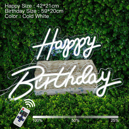 Happy Birthday Led Light Neon Acrylic Signs - Décor Maniacs