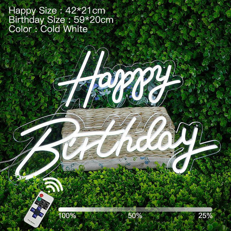 Happy Birthday Led Light Neon Acrylic Signs - Décor Maniacs