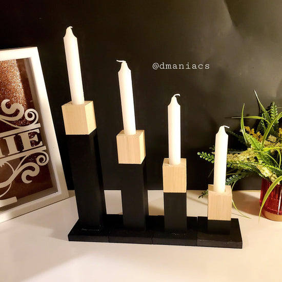 Wood Taper Candlestick 4-Piece Candle Holders - Décor Maniacs