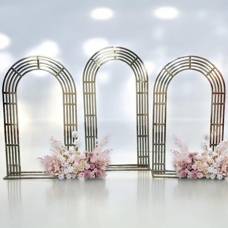 Lunette Wedding Arch Shiny Gold Backdrop Staging Frames - Décor Maniacs