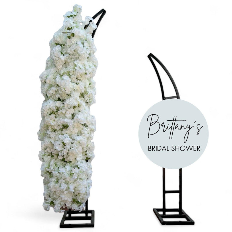 Wedding Arch Backdrop Stand with Cherry Blossom Flower Arrangement - Décor Maniacs