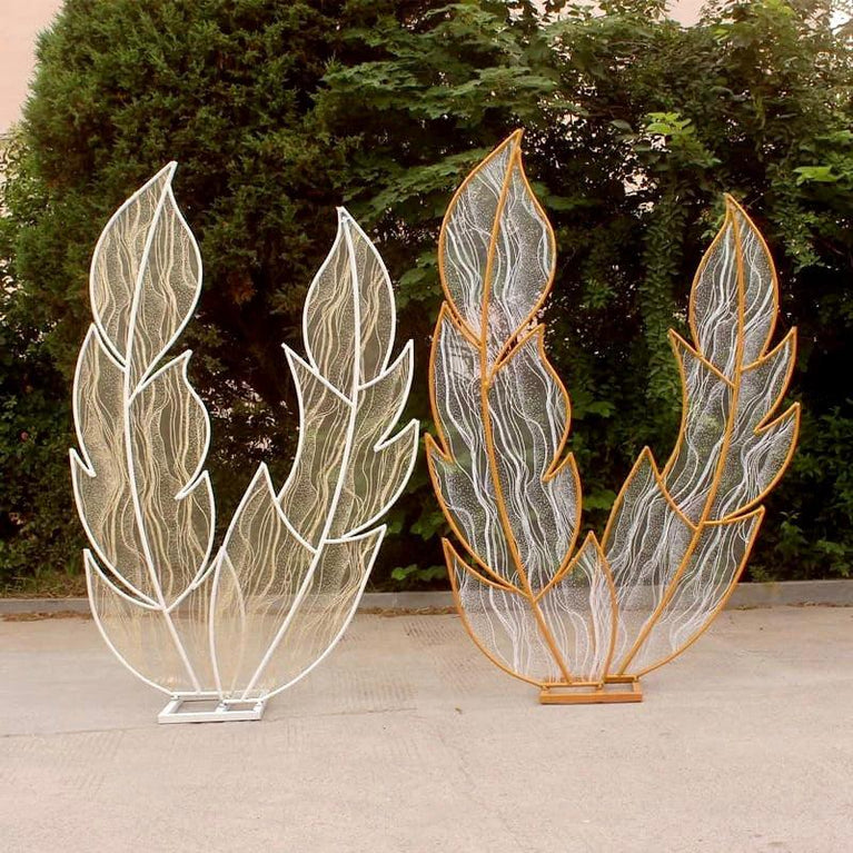 Laced Metal Feather Wedding Arch Backdrop Props - Décor Maniacs