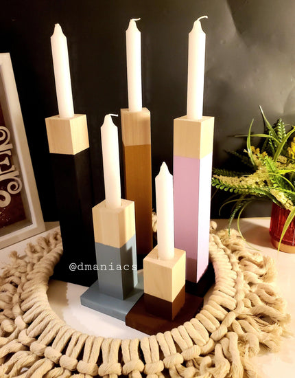 Wood Taper Candlestick 4-Piece Candle Holders - Décor Maniacs