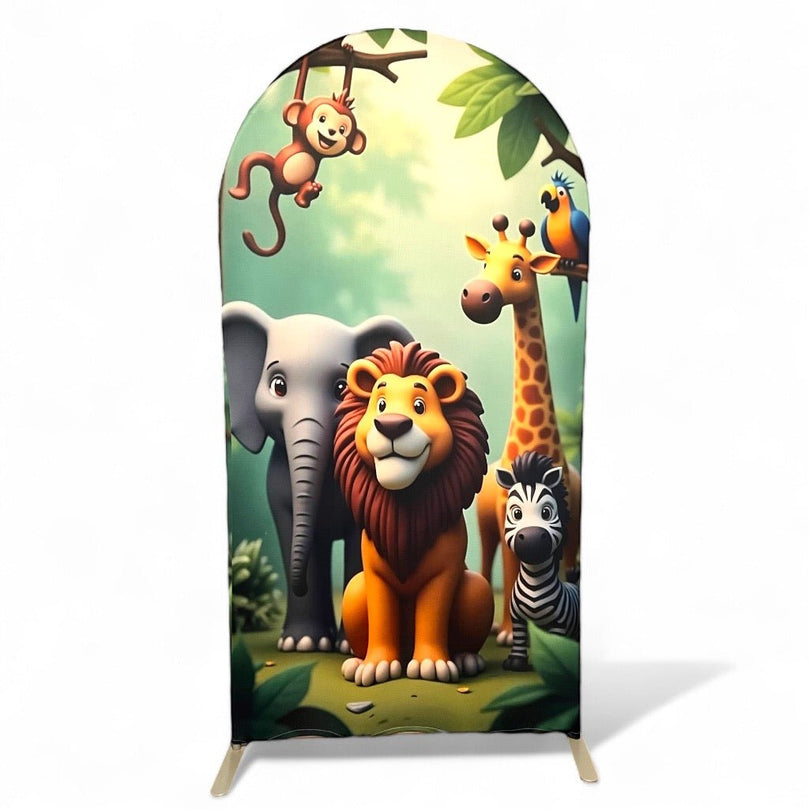 Jungle Party Arch Fabric Cover For Animal Themed Birthdays