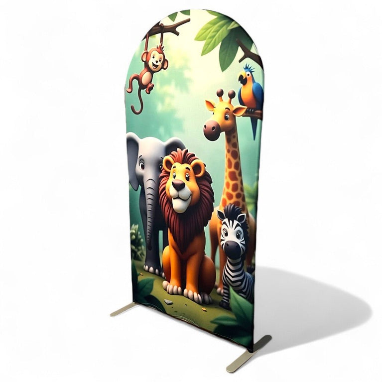 Jungle Party Arch Fabric Cover For Animal Themed Birthdays