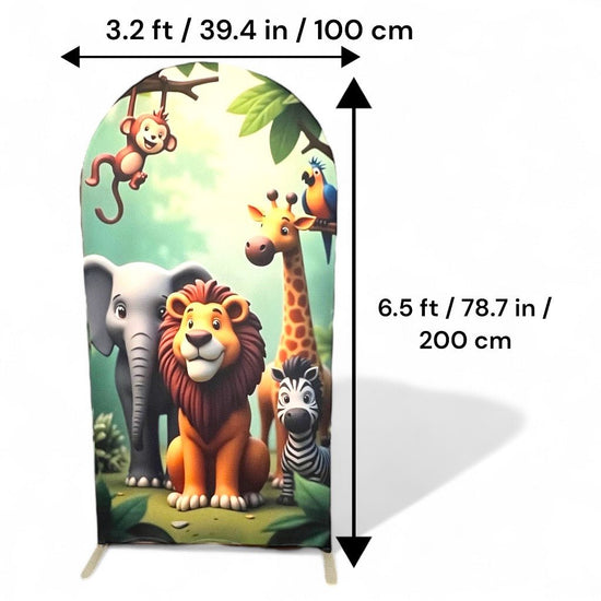 Jungle Party Arch Fabric Cover For Animal Themed Birthdays