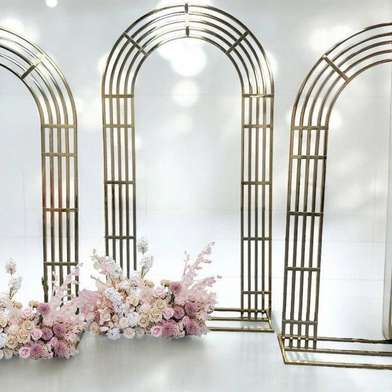 Lunette Wedding Arch Shiny Gold Backdrop Staging Frames