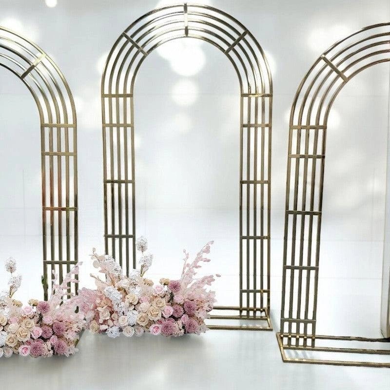 Lunette Wedding Arch Shiny Gold Backdrop Staging Frames