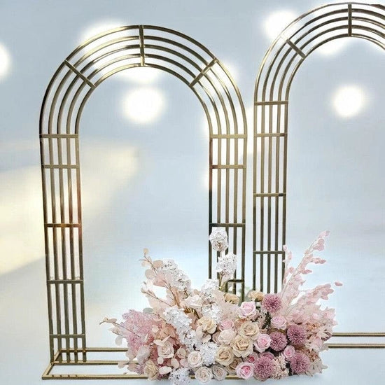 Lunette Wedding Arch Shiny Gold Backdrop Staging Frames