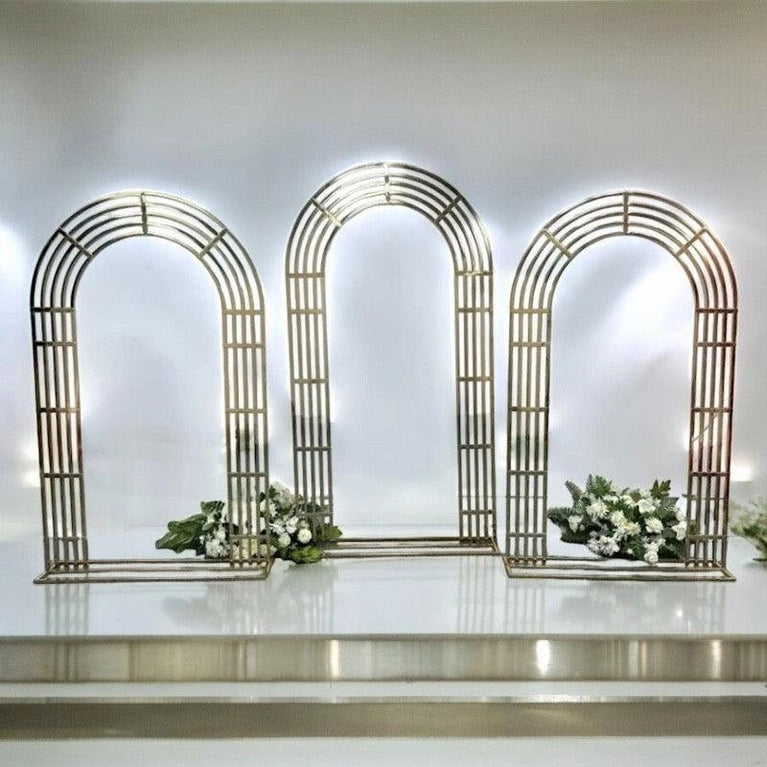 Lunette Wedding Arch Shiny Gold Backdrop Staging Frames