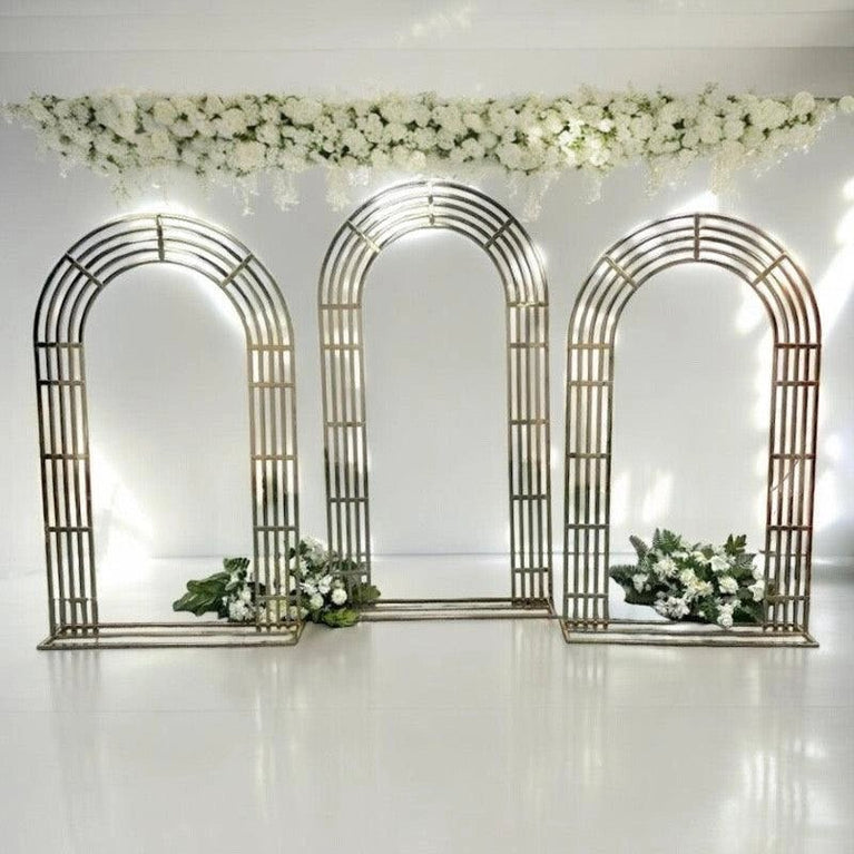 Lunette Wedding Arch Shiny Gold Backdrop Staging Frames