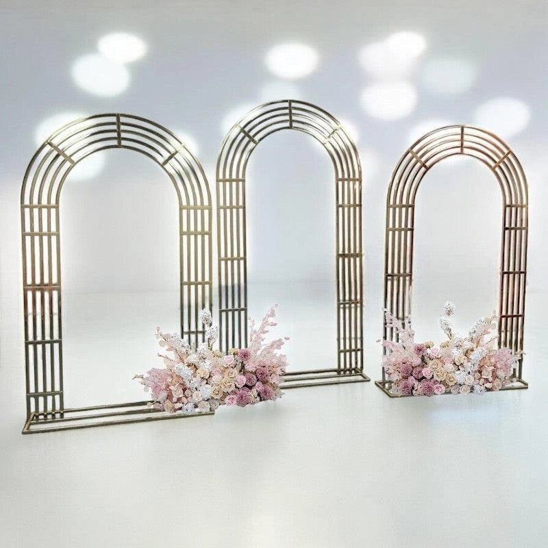 Lunette Wedding Arch Shiny Gold Backdrop Staging Frames