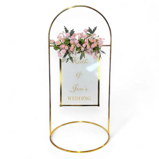 Shiny Gold Round Wedding Arch Metal Stand for Welcome Sign